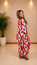 Crimson Ikat Print Co-ord Set - side view back